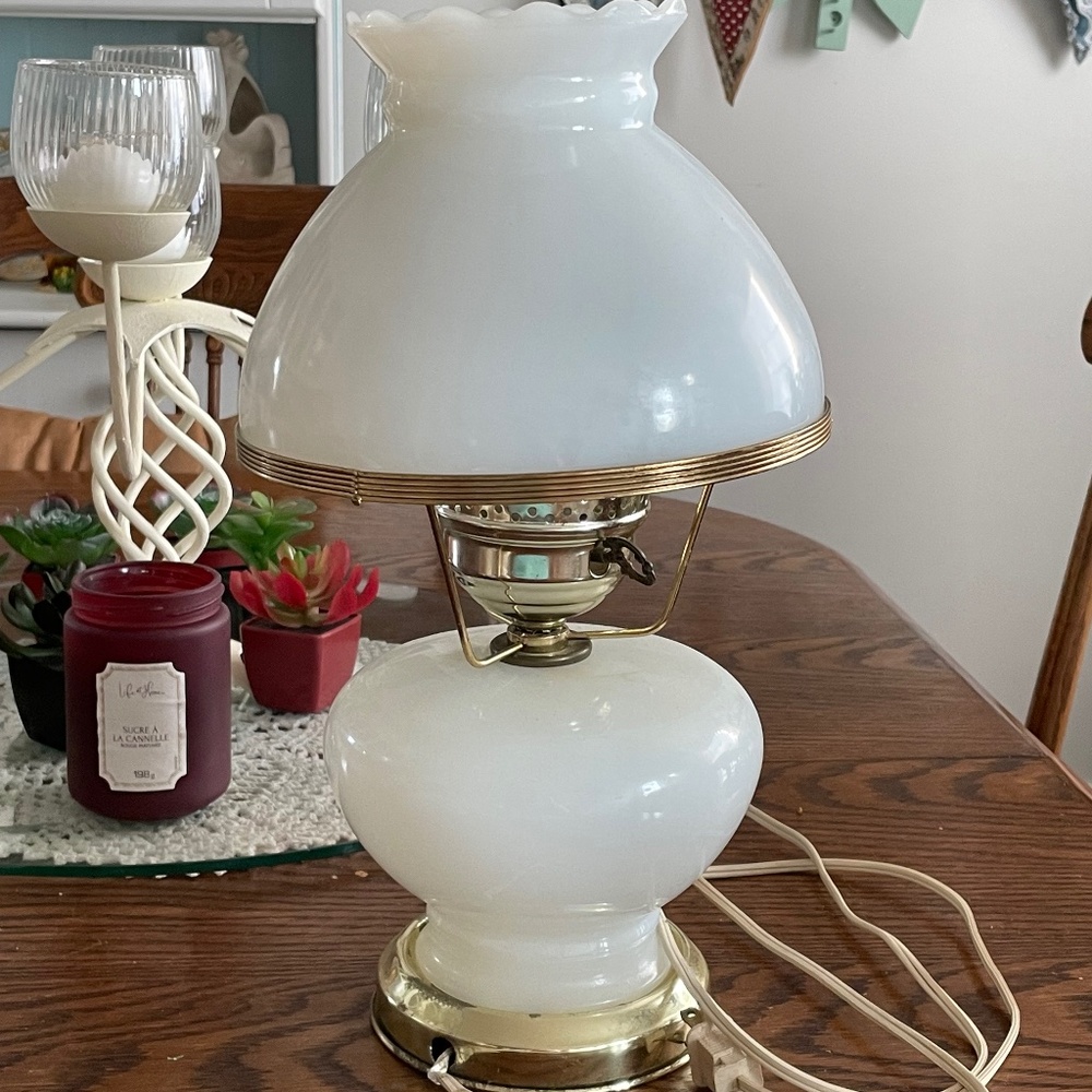 Vintage milk glass lamp
